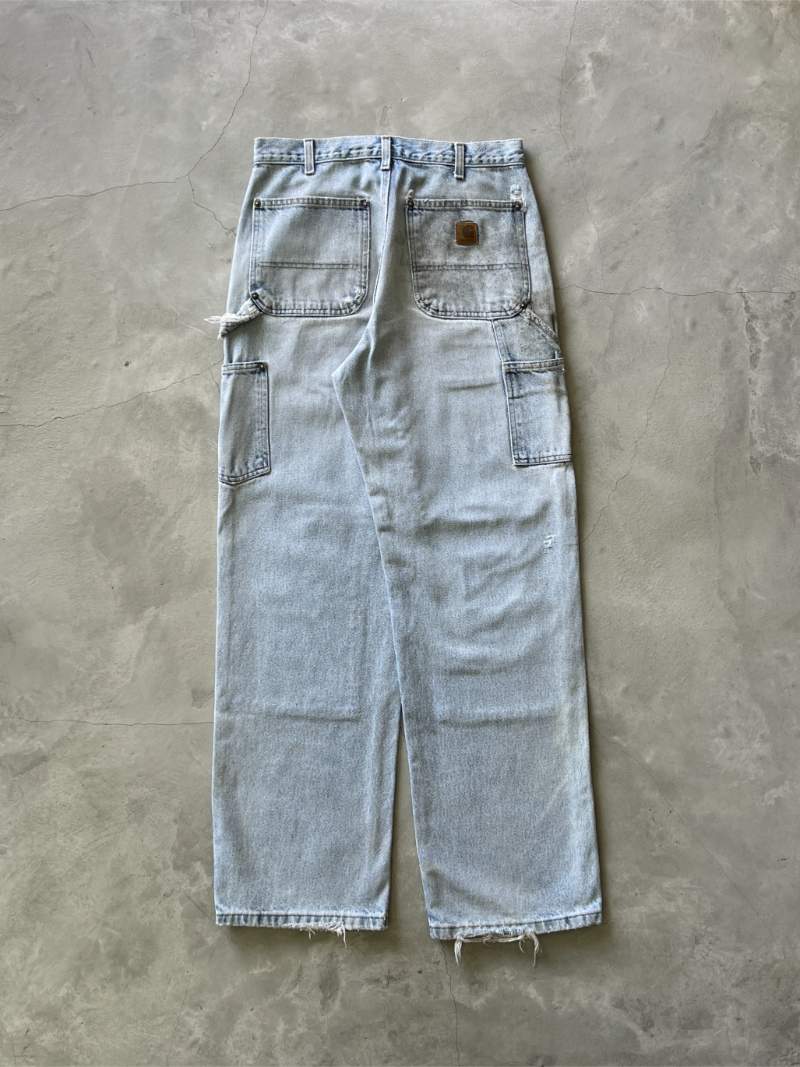 Distressed Light Wash Denim Carhartt Double Knees - 90s - 32"