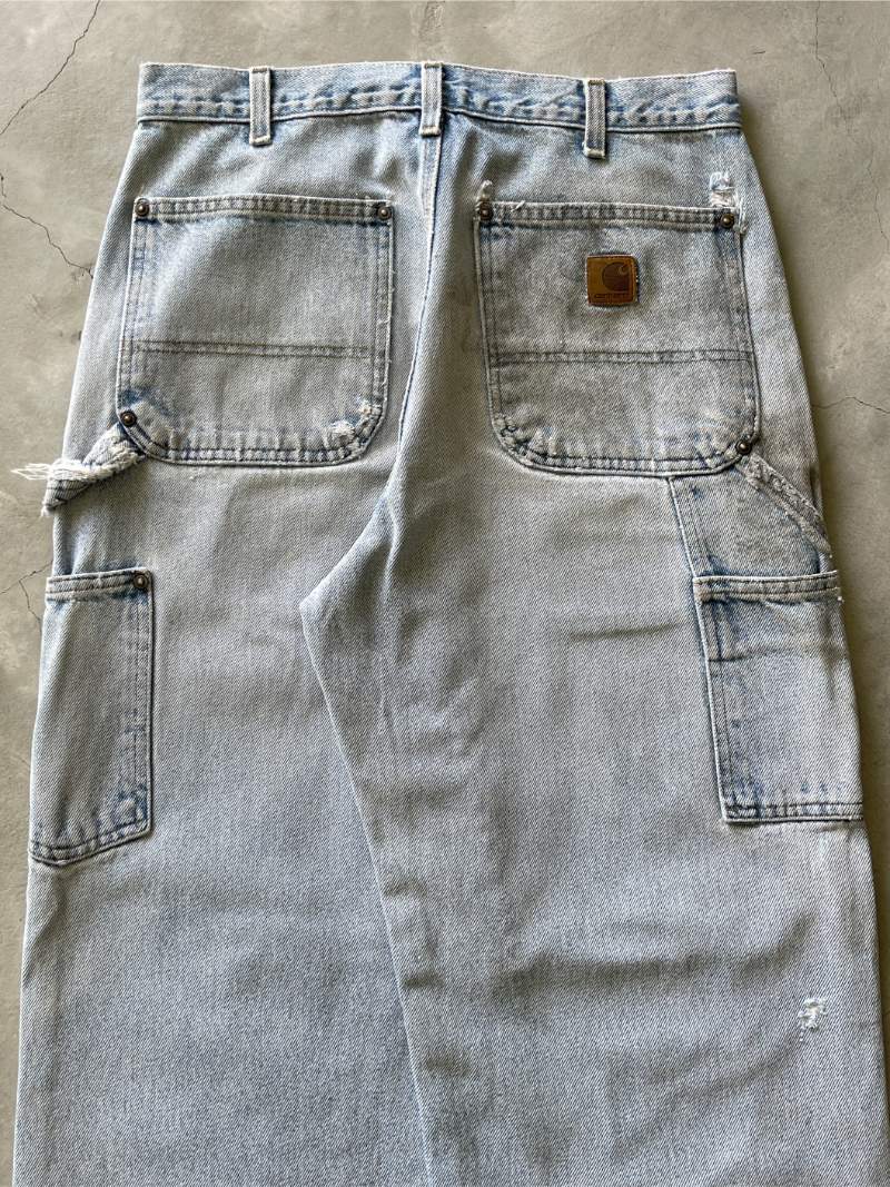 Distressed Light Wash Denim Carhartt Double Knees - 90s - 32"