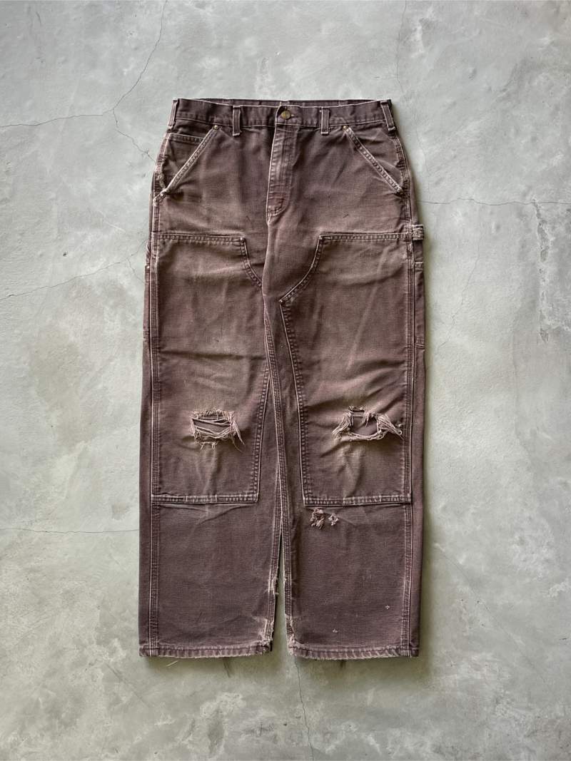 Distressed Brown Carhartt Double Knee Pants - 90s - 34"