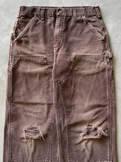 Distressed Brown Carhartt Double Knee Pants - 90s - 34"