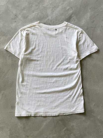 Distressed White Rust Stained Blank T-Shirt - 50s - M/L