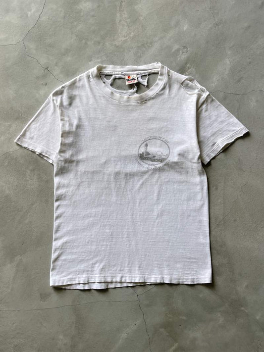 Thrashed White Lighthouse Cafe T-Shirt - 90s - XS/S