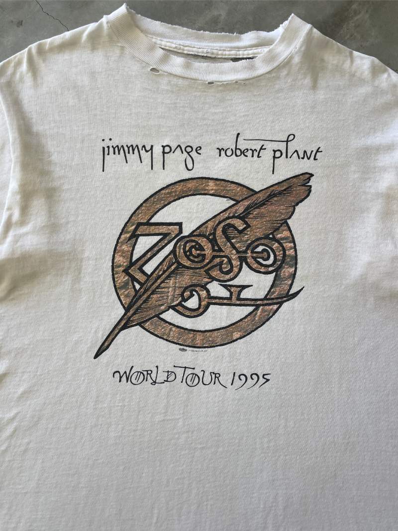 White Jimmy Page Robert Plant 1995 T-Shirt - 90s - L/XL