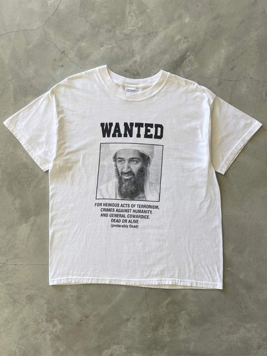 White Osama Wanted T-Shirt - 00s - L