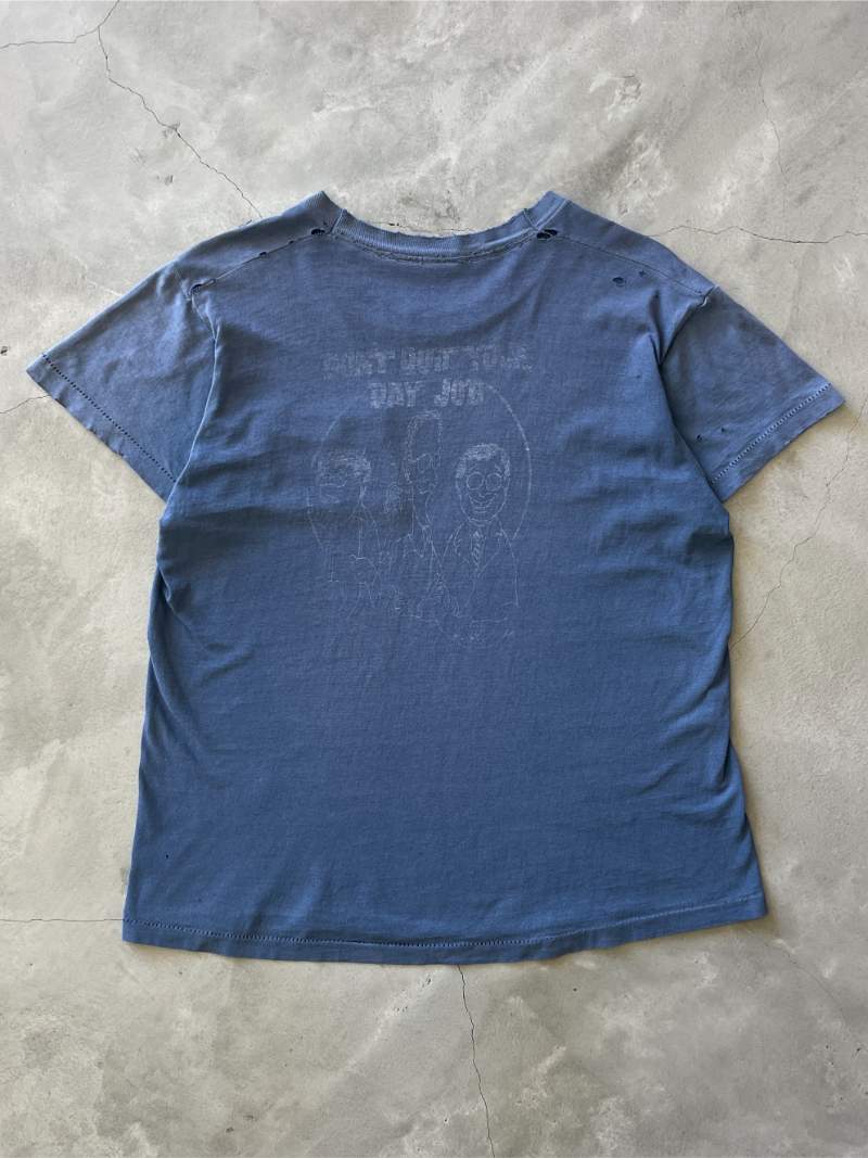 Distressed Navy Blue Pocket T-Shirt - 60s - S/M