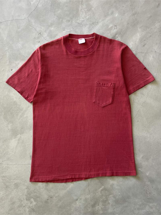 Dark Red Blank Pocket T-Shirt - 70s - M/L