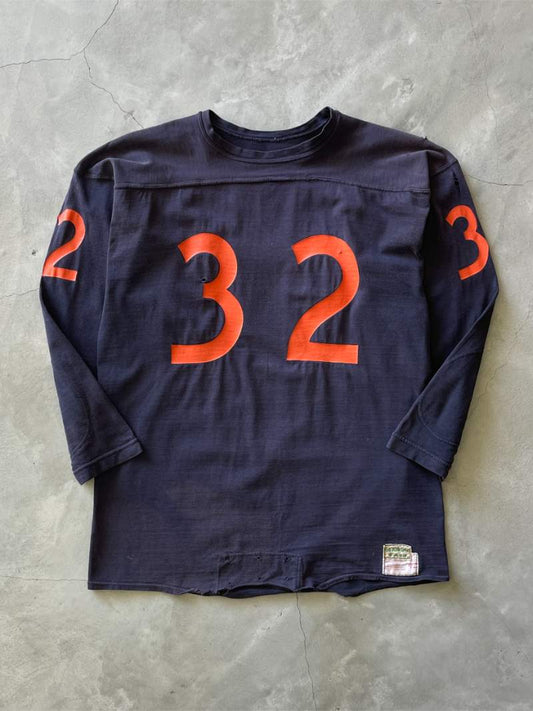 Navy Blue/Orange 32 Football Jersey - 60s/70s - M/L