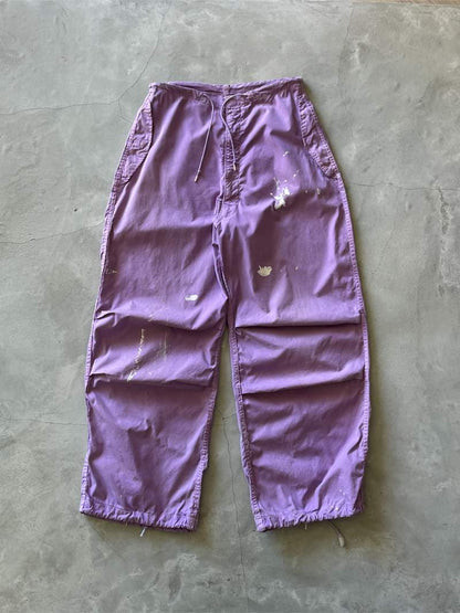 Over-Dyed Purple Parachute Pants - 60s/70s - 29" - 32" Adjustable