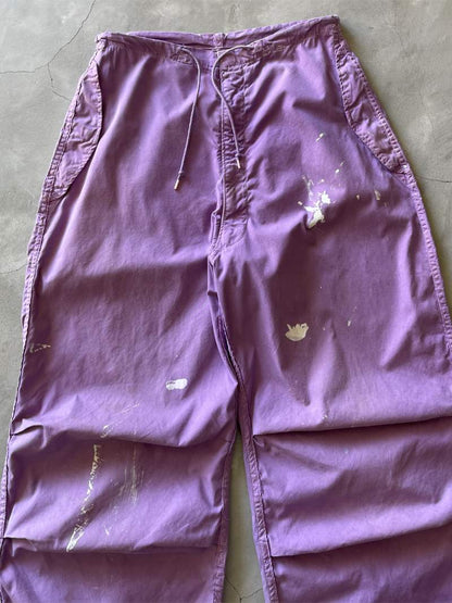 Over-Dyed Purple Parachute Pants - 60s/70s - 29" - 32" Adjustable