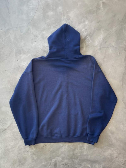 Sun Faded Royal Blue Zip-Up Hoodie - 90s - XL