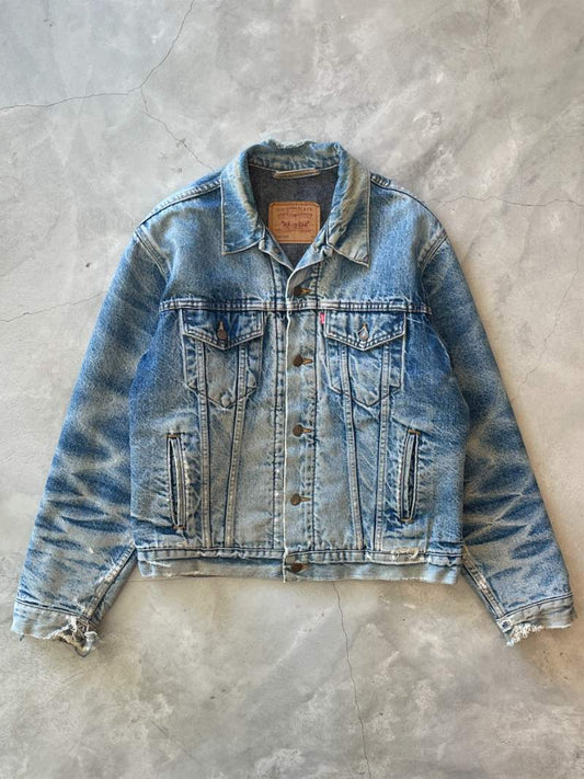 Sun Faded Levi's Blanket Lined Denim Jacket - 90s - L