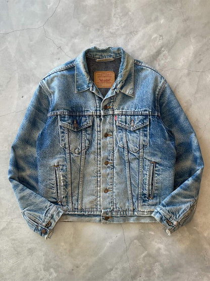 Sun Faded Levi's Blanket Lined Denim Jacket - 90s - L