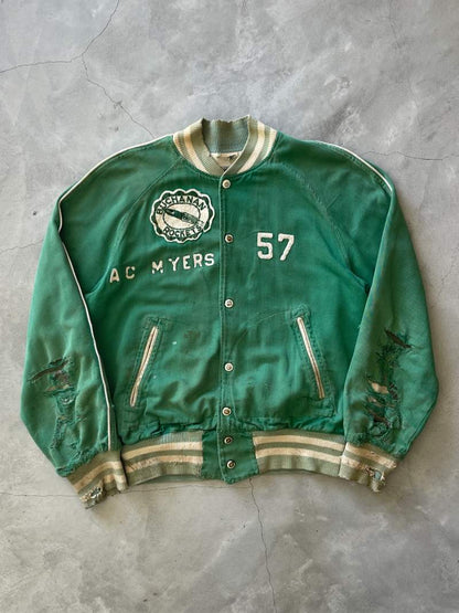 Thrashed Buchanan Rockets Cotton Varsity Jacket - 50s - M