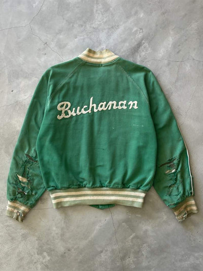 Thrashed Buchanan Rockets Cotton Varsity Jacket - 50s - M