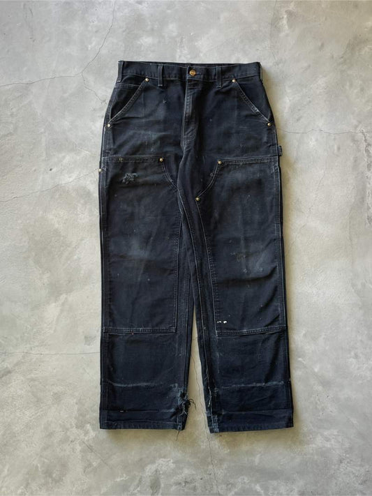 Faded Black Carhartt Double Knee Pants - 90s - 33"