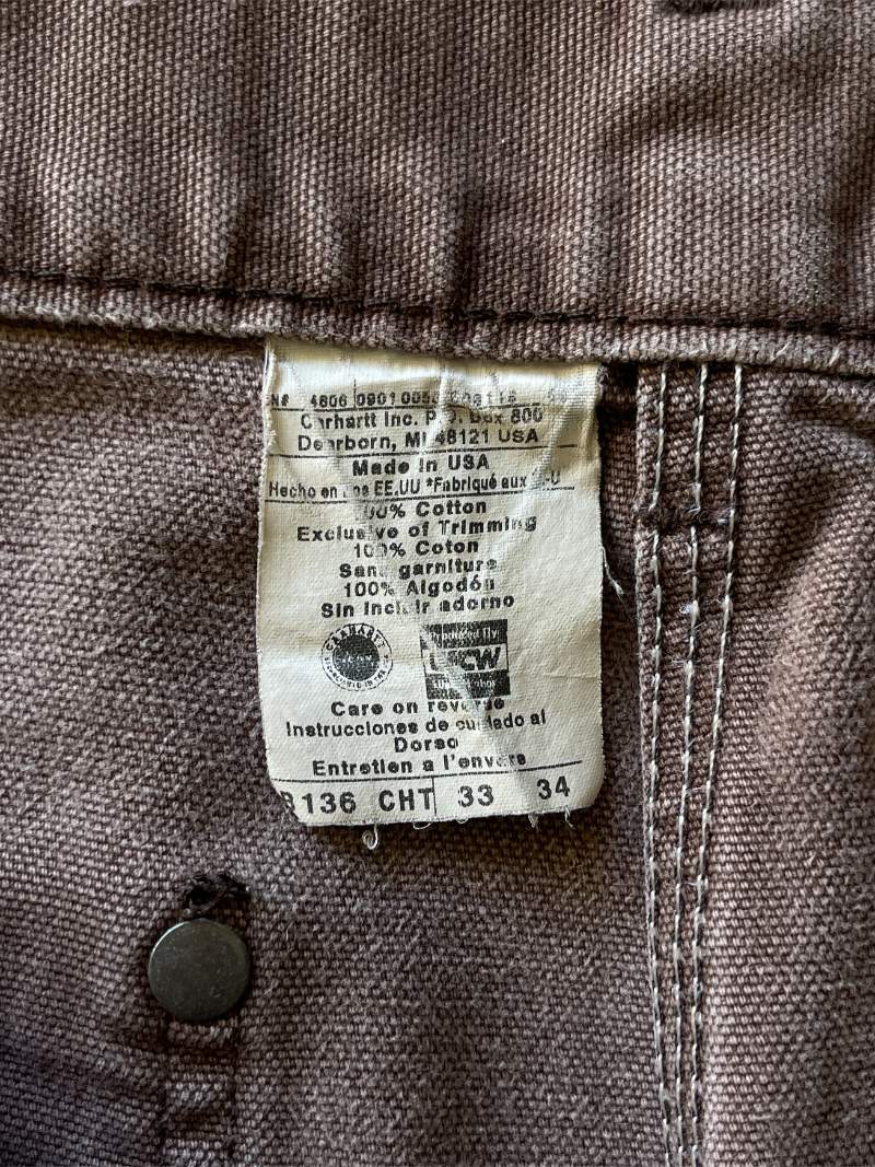 Washed Out Brown Carhartt Double Knee Pants - 90s - 33"