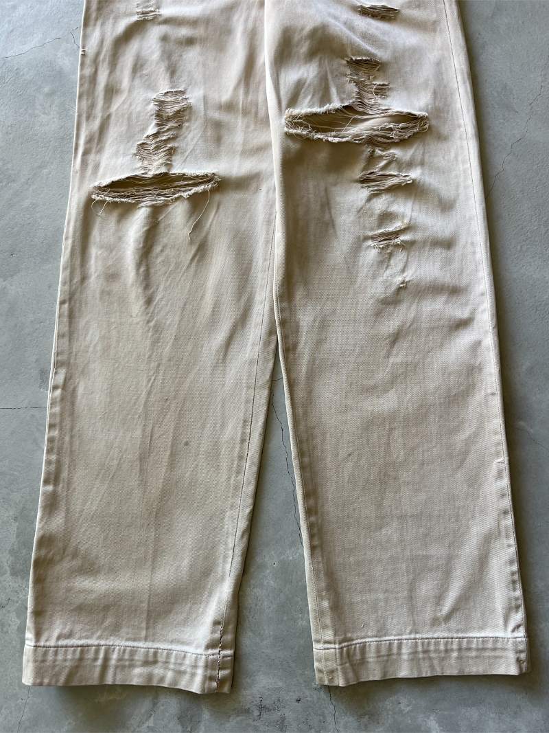 Thrashed Tan Military Chino Pants - 50s/60s -