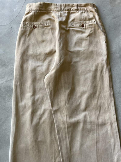 Thrashed Tan Military Chino Pants - 50s/60s -