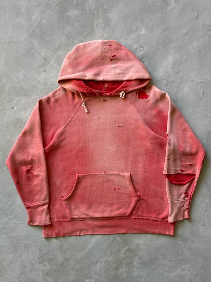 Sun Faded/Distressed Red Pullover Hoodie - 50s - L/XL