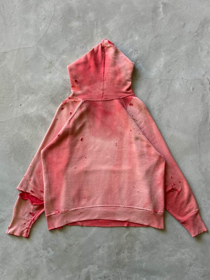 Sun Faded/Distressed Red Pullover Hoodie - 50s - L/XL