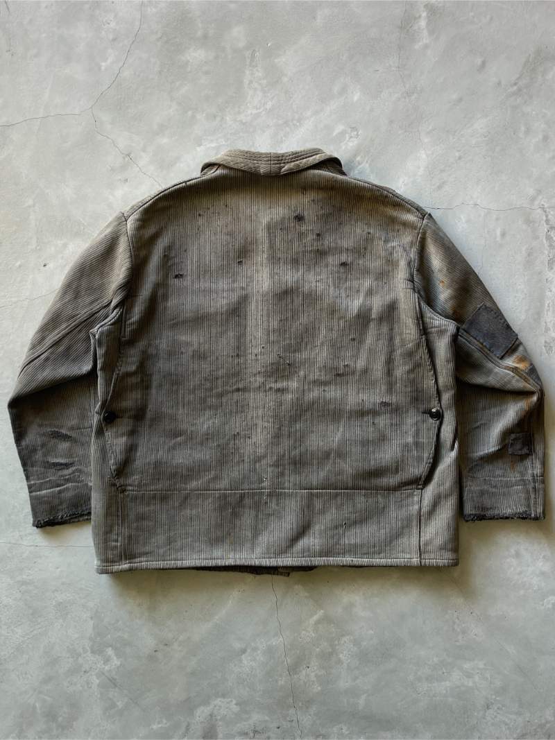 Black Moleskin French Work Wear Jacket - 40s/50s - XL