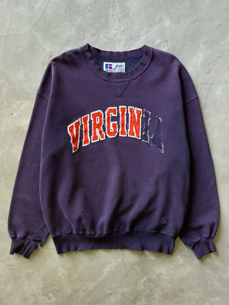 Sun Faded Navy Blue "Virgin" Virginia Sweatshirt - 90s - XL