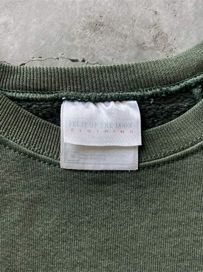 Sun Faded Forest Green Raglan Sweatshirt - 90s/00s - L/XL