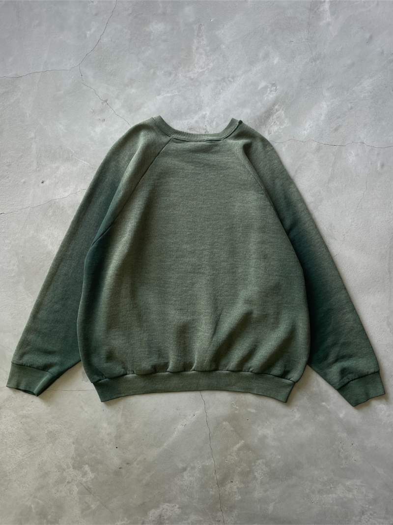 Sun Faded Forest Green Raglan Sweatshirt - 90s/00s - L/XL