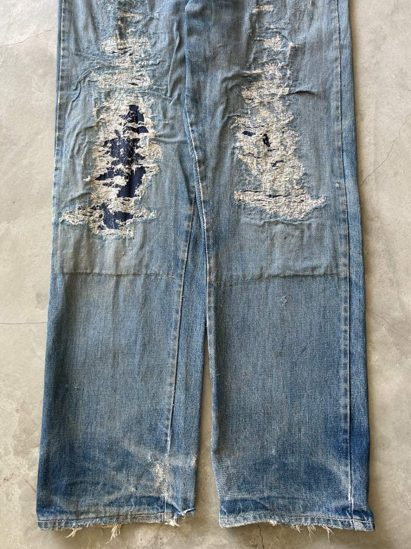 Schizophrenic Repaired J.C. Penney Ranch Craft Denim Jeans - 60s - 36"