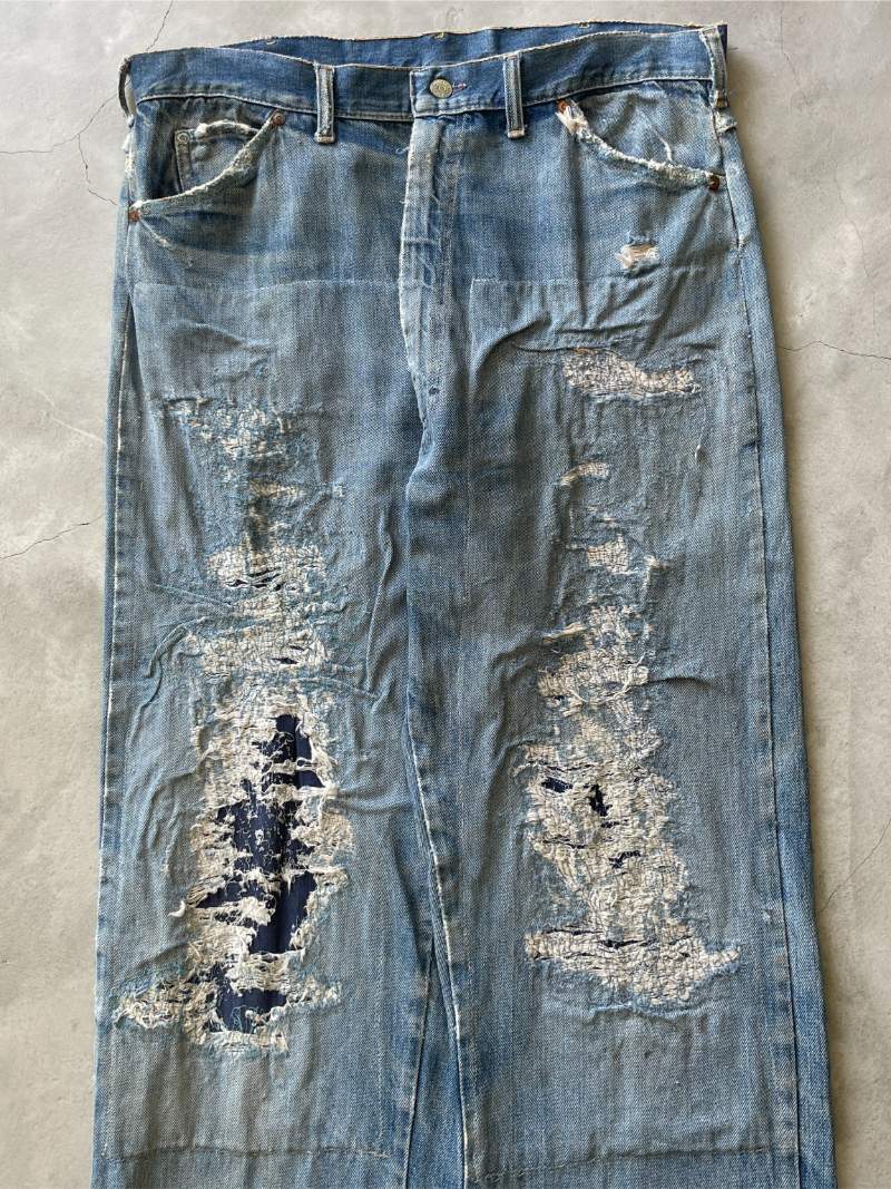 Schizophrenic Repaired J.C. Penney Ranch Craft Denim Jeans - 60s - 36"