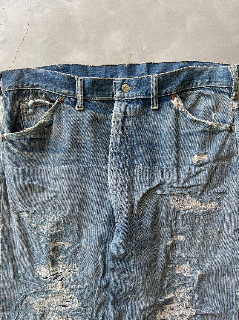 Schizophrenic Repaired J.C. Penney Ranch Craft Denim Jeans - 60s - 36"