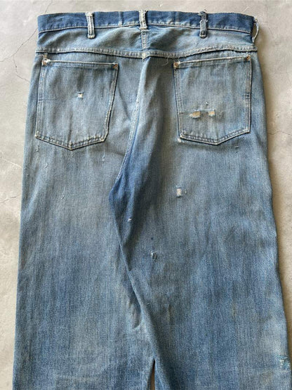 Schizophrenic Repaired J.C. Penney Ranch Craft Denim Jeans - 60s - 36"