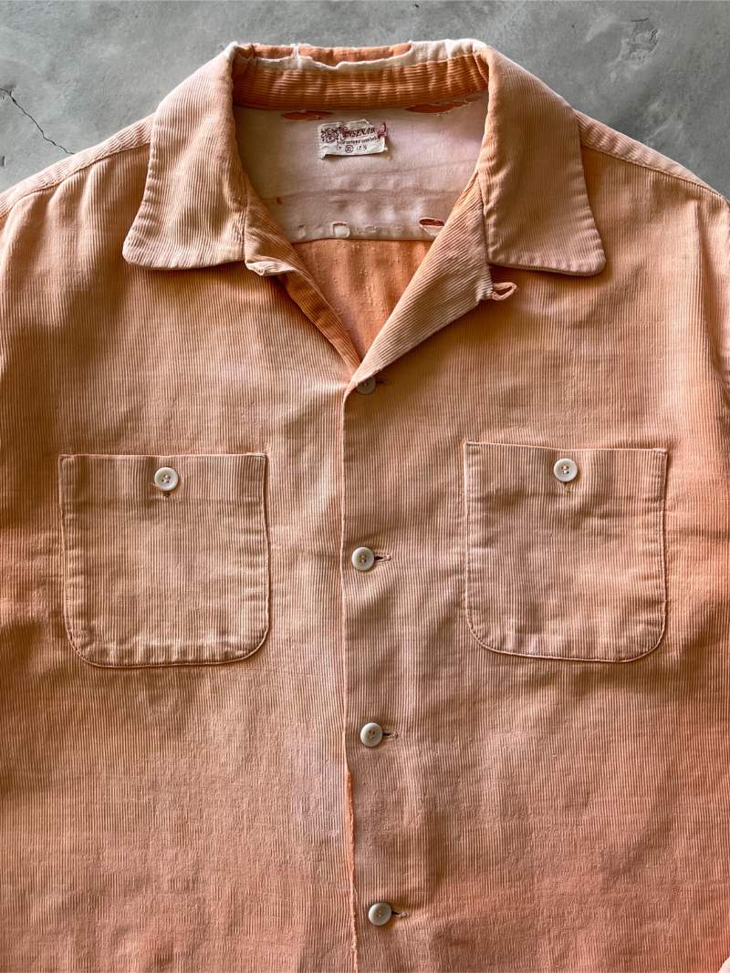 Orange Corduroy Button Down Shirt - XL