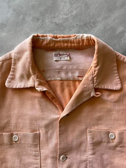 Orange Corduroy Button Down Shirt - XL