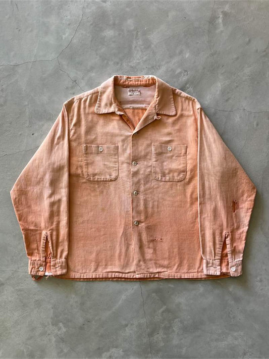 Orange Corduroy Button Down Shirt - XL