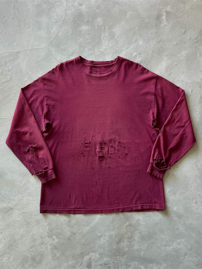 Thrashed Maroon Long Sleeve Shirt - XXL