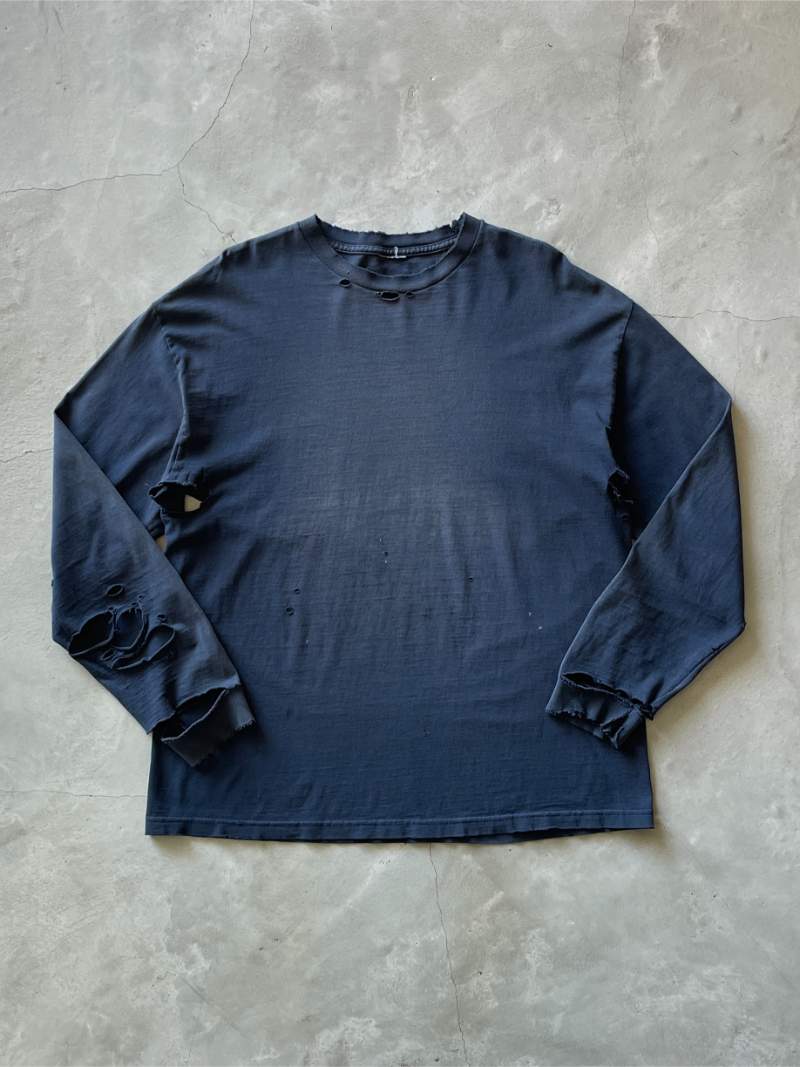 Thrashed Navy Blue Long Sleeve Shirt - XXL