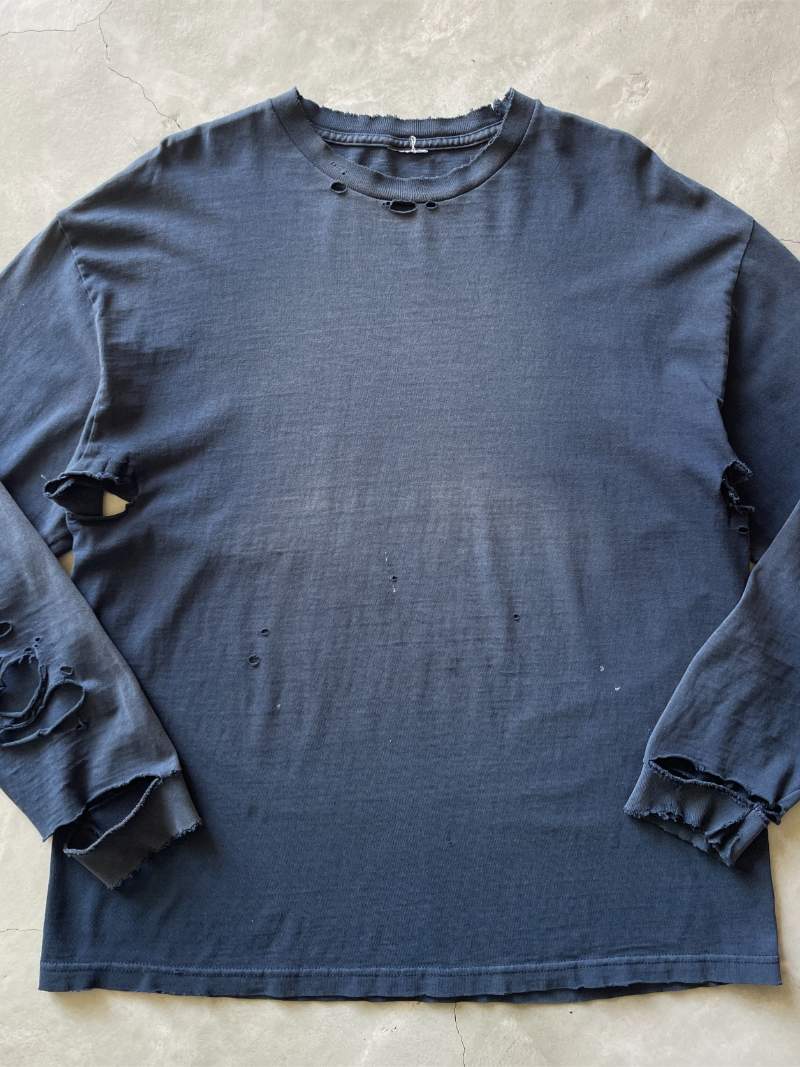 Thrashed Navy Blue Long Sleeve Shirt - XXL