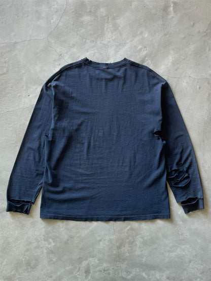 Thrashed Navy Blue Long Sleeve Shirt - XXL