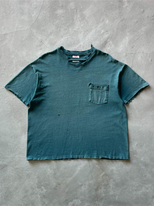 Neck Gashed Pocket T-Shirt - L