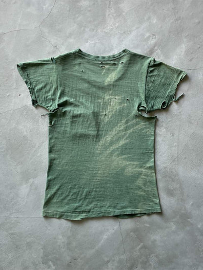 Thrashed Olive Green Pocket T-Shirt - S