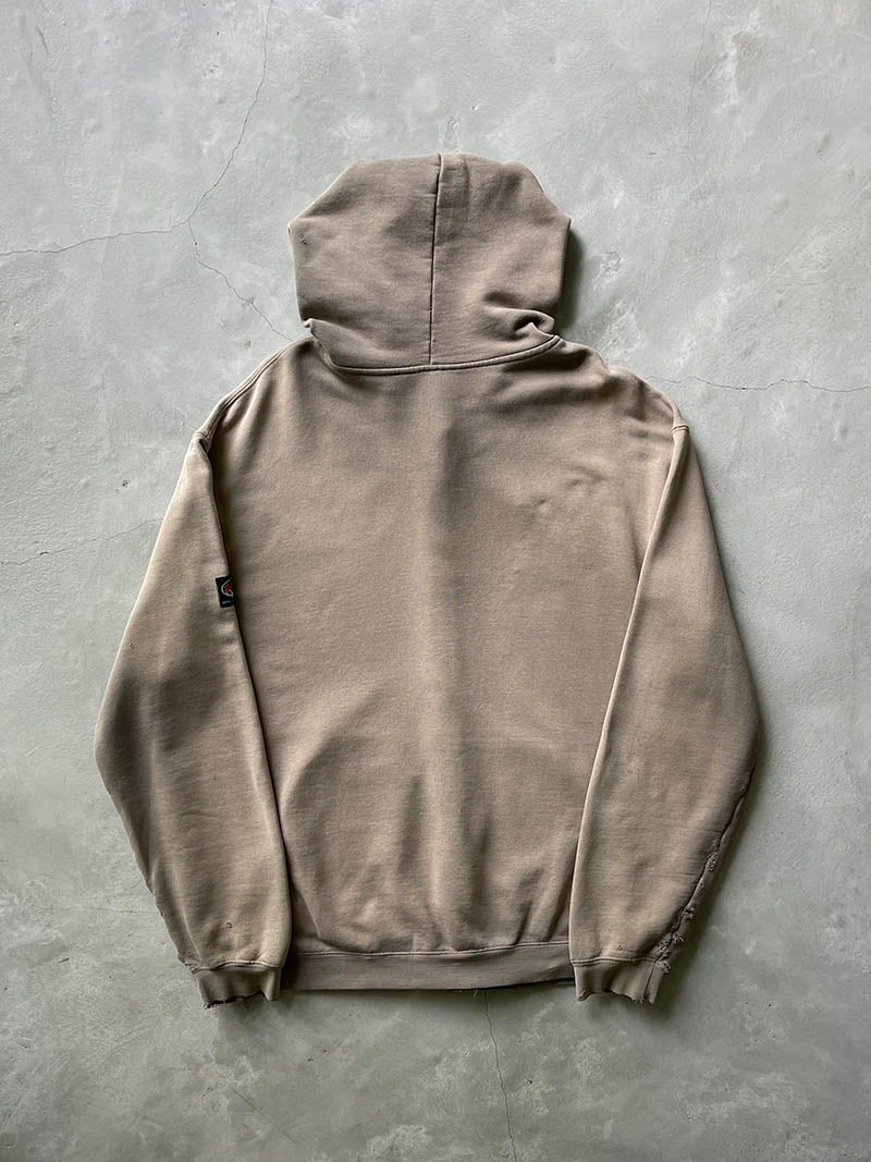 Sun Faded/Distressed Olive Green Blank Zip-Up Hoodie - 00s - XL