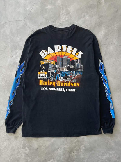 Blue Flames Harley Davidson Long Sleeve Shirt - XL