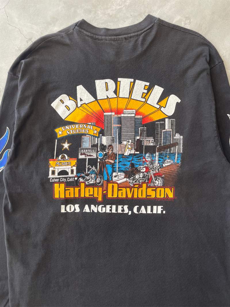 Blue Flames Harley Davidson Long Sleeve Shirt - XL