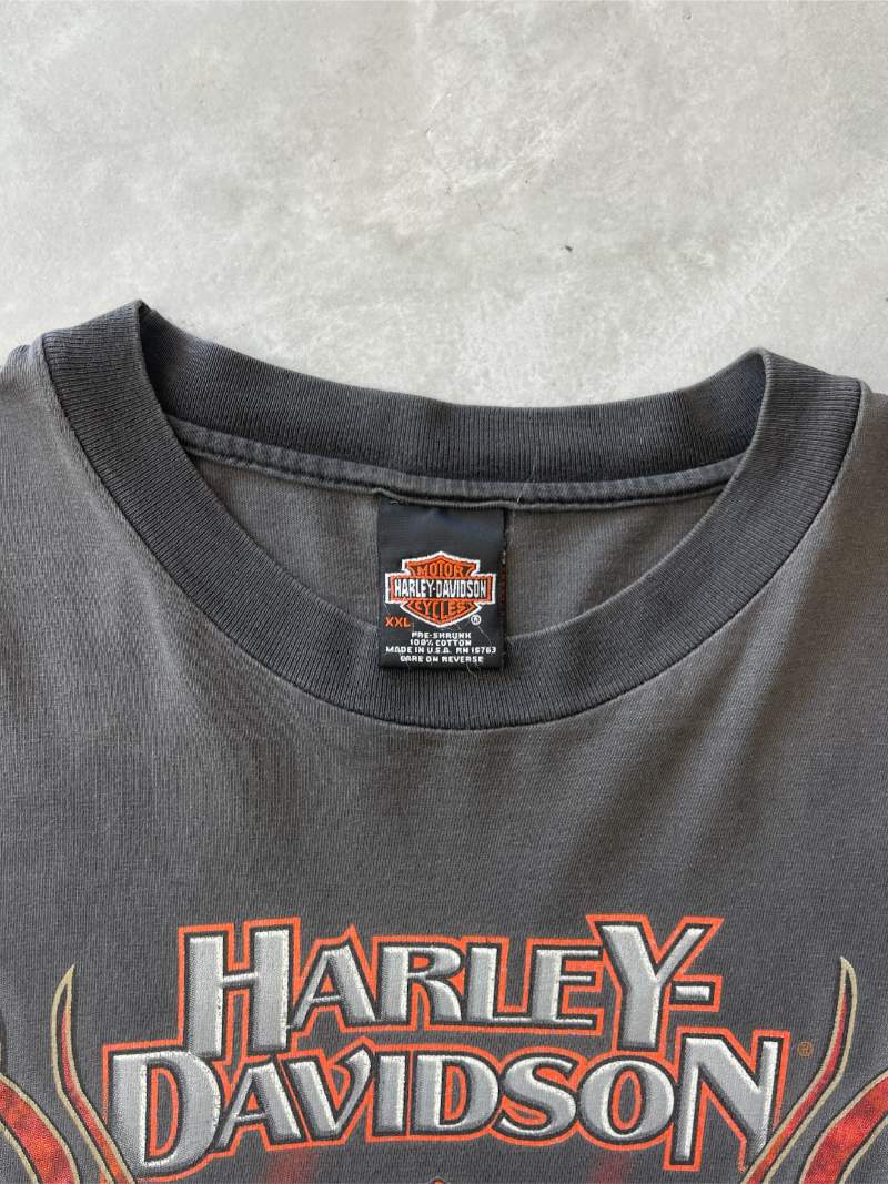 Red Flames Harley Davidson Long Sleeve Shirt - XXL