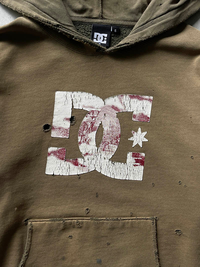 Tattered DC Skates Olive Green Hoodie - 00s - S