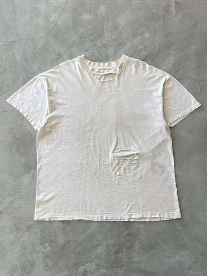 Distressed White T-Shirt - XXL