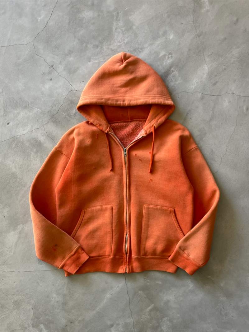 Faded Orange Zip-Up Hoodie - XS