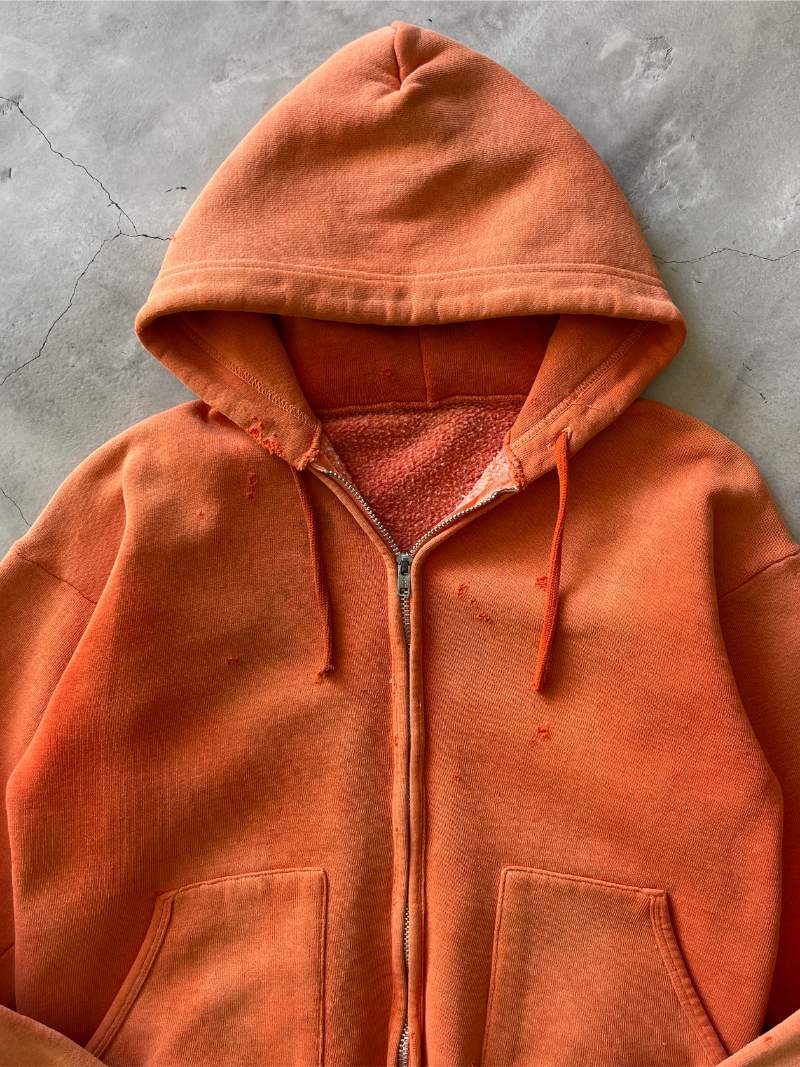 Faded Orange Zip-Up Hoodie - XS