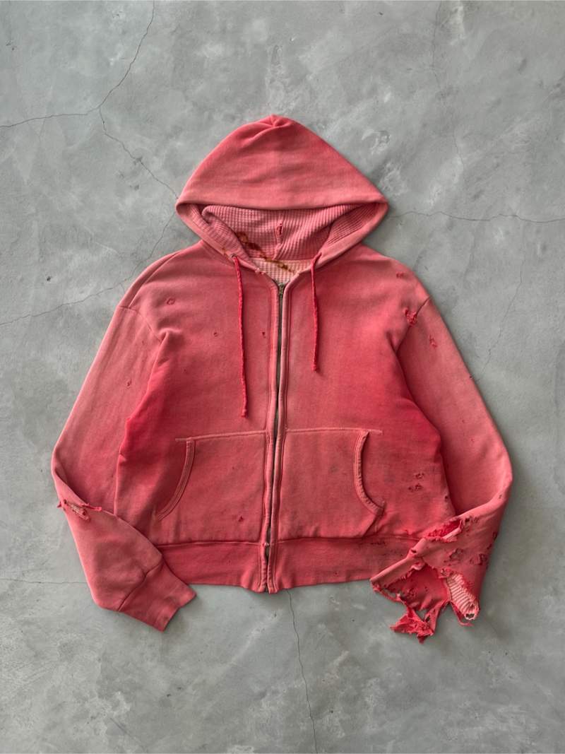 Red Thermal Lined Zip-Up Hoodie - M